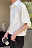 Half Sleeve Solid Colors Men Blouse Shirt