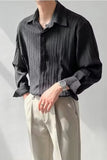 Long Sleeve Casual Pleated Men Shirt
