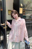 Long Sleeve Retro Lace Shawl Plaid Blouse Shirt