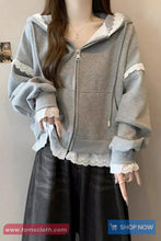 Vintage Loose Lace Patchwork Hooded Sweatshirt