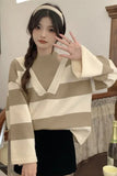 Long Sleeve Off Shoulder Striped Sweater