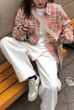 Long Sleeve Light Colors Plaid Blouse Shirts
