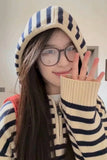Vintage Striped Hooded Knitted Sweater