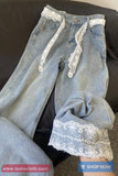High Waist Retro Lace Patchwork Jeans Pants