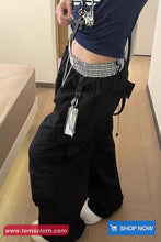Elastic Plaid Waist Cargo Pockets Sweatpants