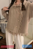 Long Sleeve Retro Tassel Style Cardigan Sweater