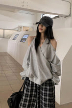 Long Sleeve Sexy Off Shoulder Halter Neck Sweatshirt