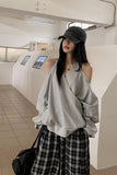Long Sleeve Sexy Off Shoulder Halter Neck Sweatshirt