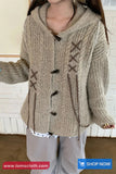 Long Sleeve Cute Rabbit Ears Hooded Knitted Cardigan Sweater