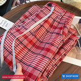 High Waist Retro Red Plaid Elegant Pants