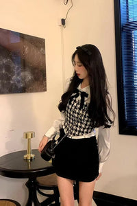 Long Sleeve Cute Bow Lace Blouse Shirt