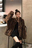 Loose Leopard Pattern Stand Collar Jacket