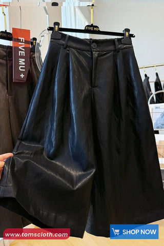 Loose Retro A-Line Leather Pants