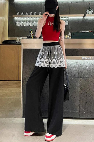 High Waist Loose Pants Combined Sweet Lace