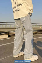 Cross Embroidered Hip Hop Jeans Pants