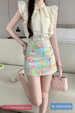 High Waist Cute Floral Pattern Mini Skirts