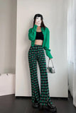 High Waist Elegant Argyle Pattern Flare Pants
