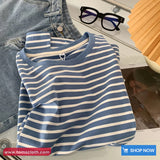 Short Sleeve Retro Casual Striped Shirts