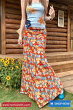 Loose A-Line Floral Pattern Summer Boho Long Skirts