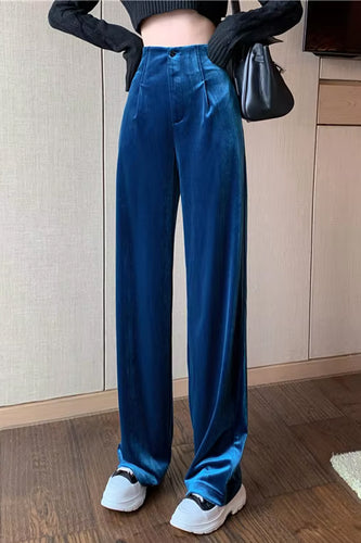 High Waist Loose Office Velvet Pants