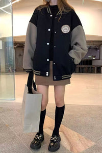 Loose Retro Colors Embroidered Baseball Jacket