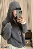 Retro Hooded Knitted Women Cardigan Sweater