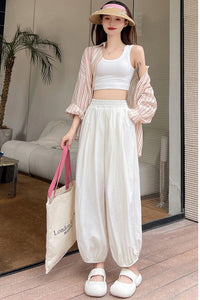Loose Cotton Linen Lantern Sweatpants