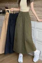 Front Split Cargo Pockets Long Skirts