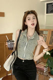 Woman holding a drink and a bag in a casual setting