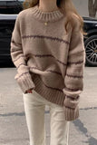 Loose Casual O-Neck Striped Knitted Sweater