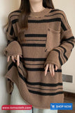 Loose Pocket Striped Knitted Retro Sweater