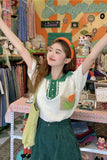 Short Sleeve Lapel Collar 3D Flower Pocket Knitted Shirt