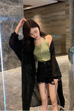 Loose Long Sleeve Chiffon Transparent Shirts