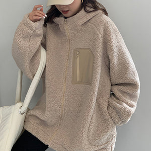 Long Sleeve Zipper Hooded Fleece Jacket