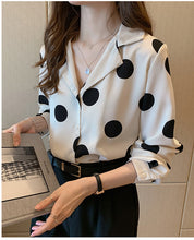 Long Sleeve Polka Dot Office Blouse Shirt