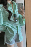 Long Sleeve Light Colors Striped Blouse Shirt