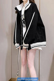 Long Sleeve Striped Style Zipper Jacket