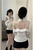 Long Sleeve Sexy Off Shoulder Backless Blouse Shirt