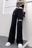 Hip Hop Belted Chain Hollow Long Pants