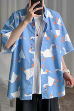 Short Sleeve Goose Cartoon Printed Blouse Shirts