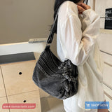 Casual Multi Pockets Denim Shoulder Bag