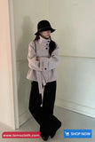 Loose Belted Woolen Blend Coat Jacket