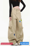 Loose Sea Themes Pattern Embroidered Casual Pants