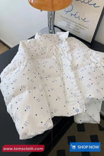 Loose Bow Printing Lace Drawstring Puffer Jacket