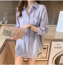 Long Sleeve Simple Semi Transparent Office Blouse Shirt