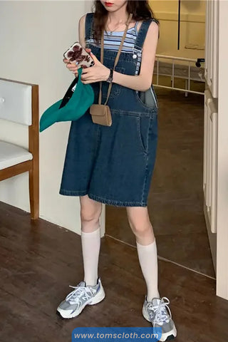 Loose Casual Pockets Denim Jumpsuit