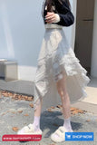 High Waist Sweet Lace Material Irregular Skirts