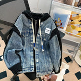 Two Style Hooded Knitted Denim Jacket