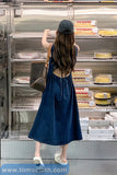 Backless Hollow Out Long Denim Dress