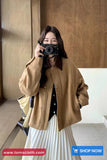 Long Sleeve Turn Down Collar Faux Suede Winter Jacket